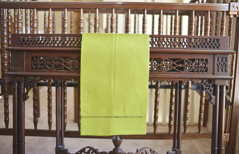 Macaw Green Colored Hemstitch Gust Towel. 14"x22". Each